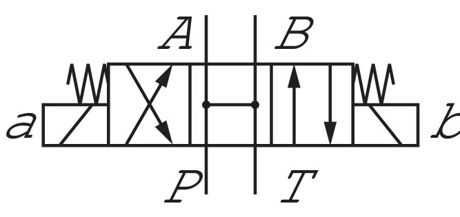 Schaltsymbol: 4/3-Wegeventil, H-Schaltung